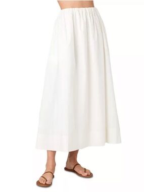 NWT French Connection Summer White Nomi Cotton Ruched Midi Skirt sz M S